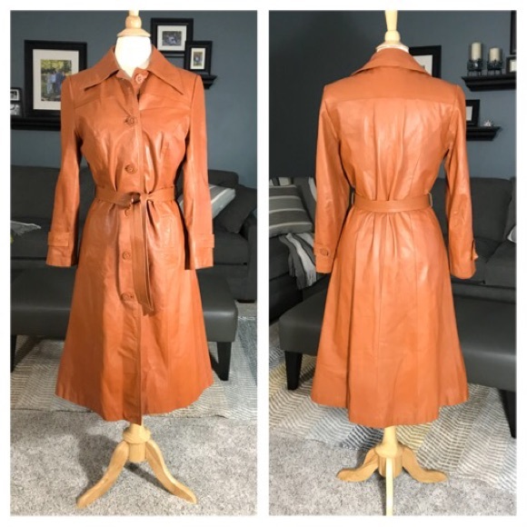 Suburban Haritage Jackets & Blazers - 100% Leather Trench Coat, In Hazelnut {Vintage}